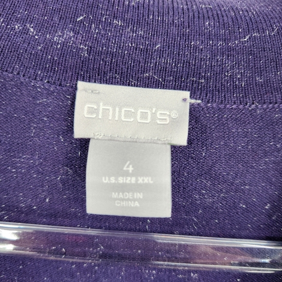Chicos 4 Purple Metallic Cowl Neck Sleeveless Knit Top Womens Size XXL - Picture 4 of 6